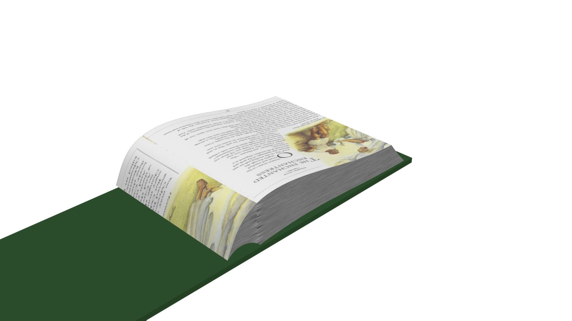 Green Rigged and Animated Book 3D model_1