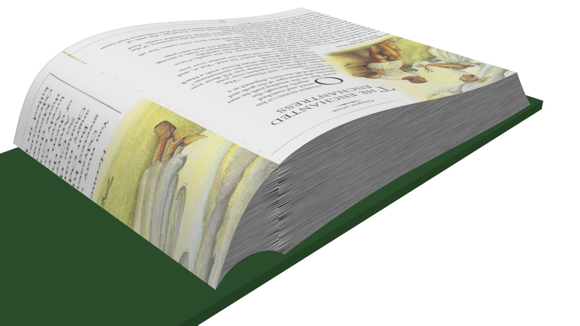 Green Rigged and Animated Book 3D model_5