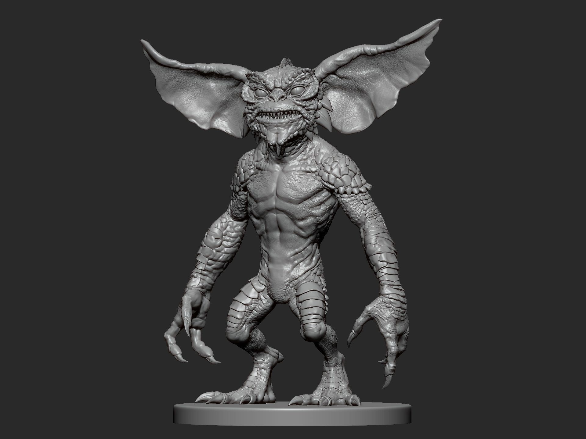 Gremlin demon statue 3D print model_2