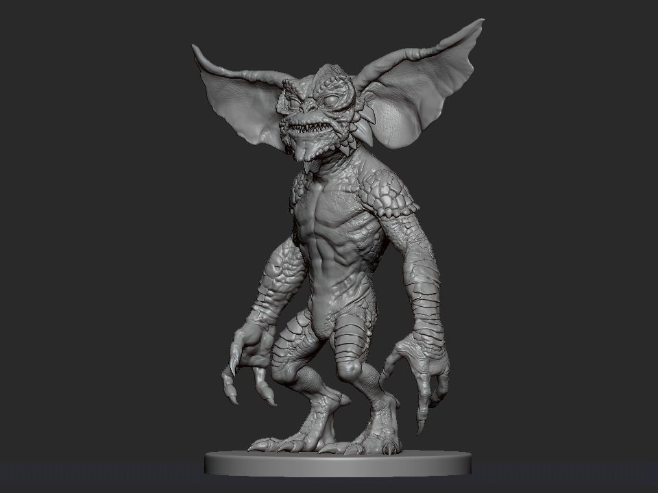 Gremlin demon statue 3D print model_4