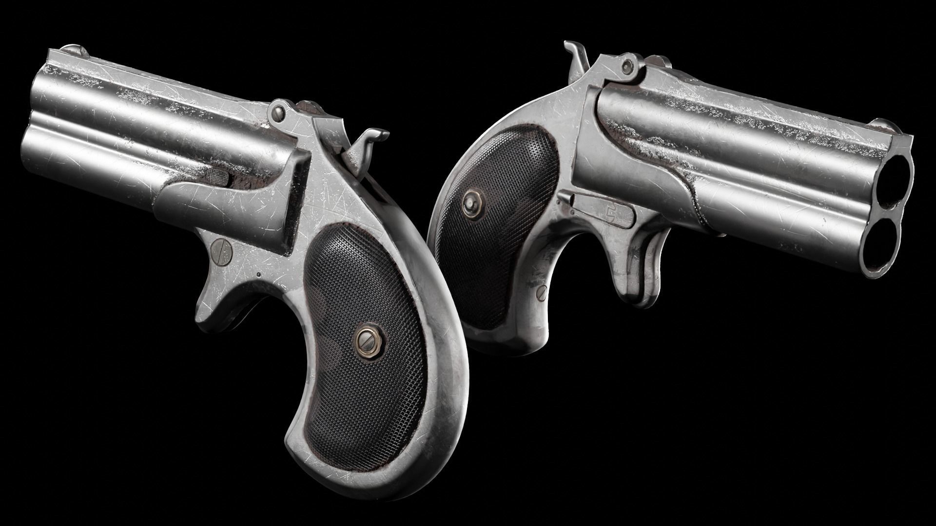 Ultra Low Poly Derringer Low-poly 3D model_1