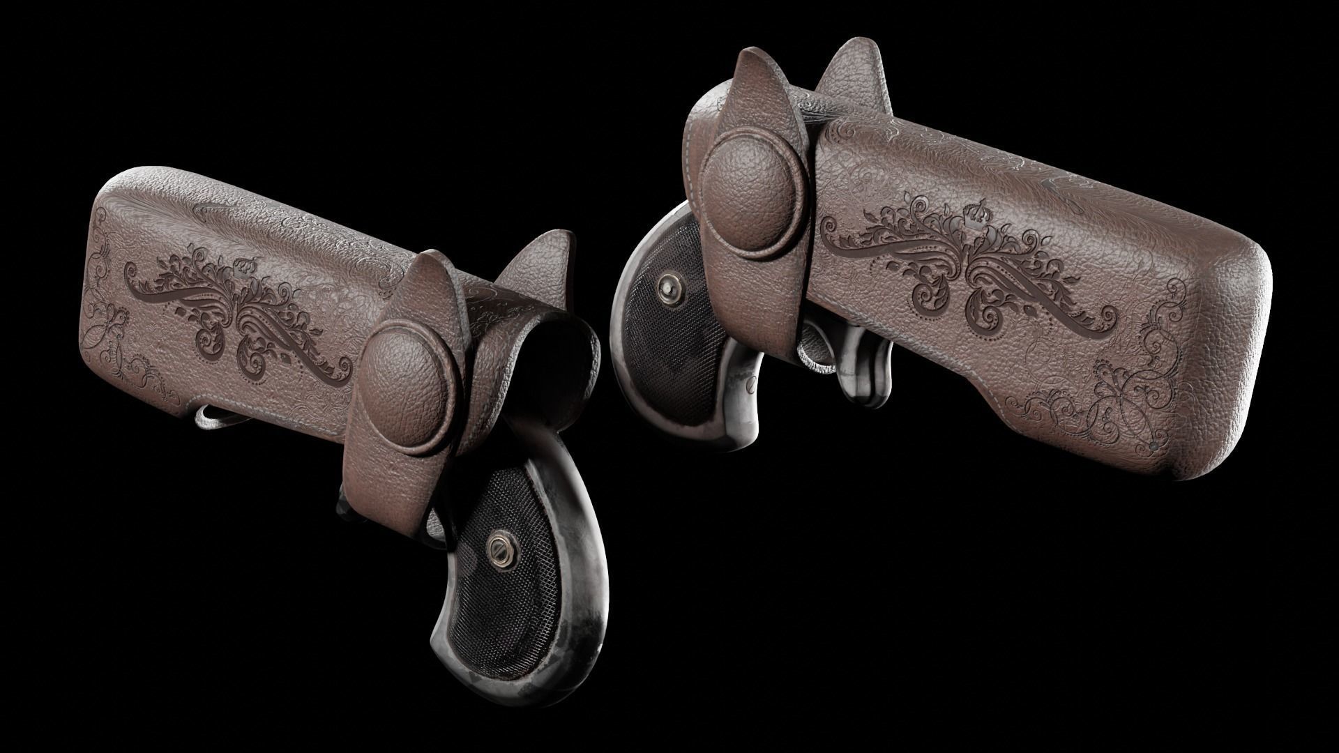 Ultra Low Poly Derringer Low-poly 3D model_12