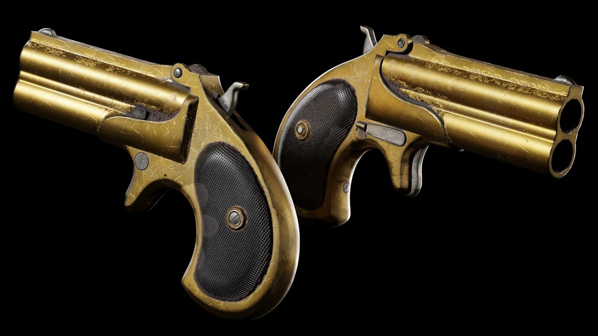 Ultra Low Poly Derringer Low-poly 3D model_2