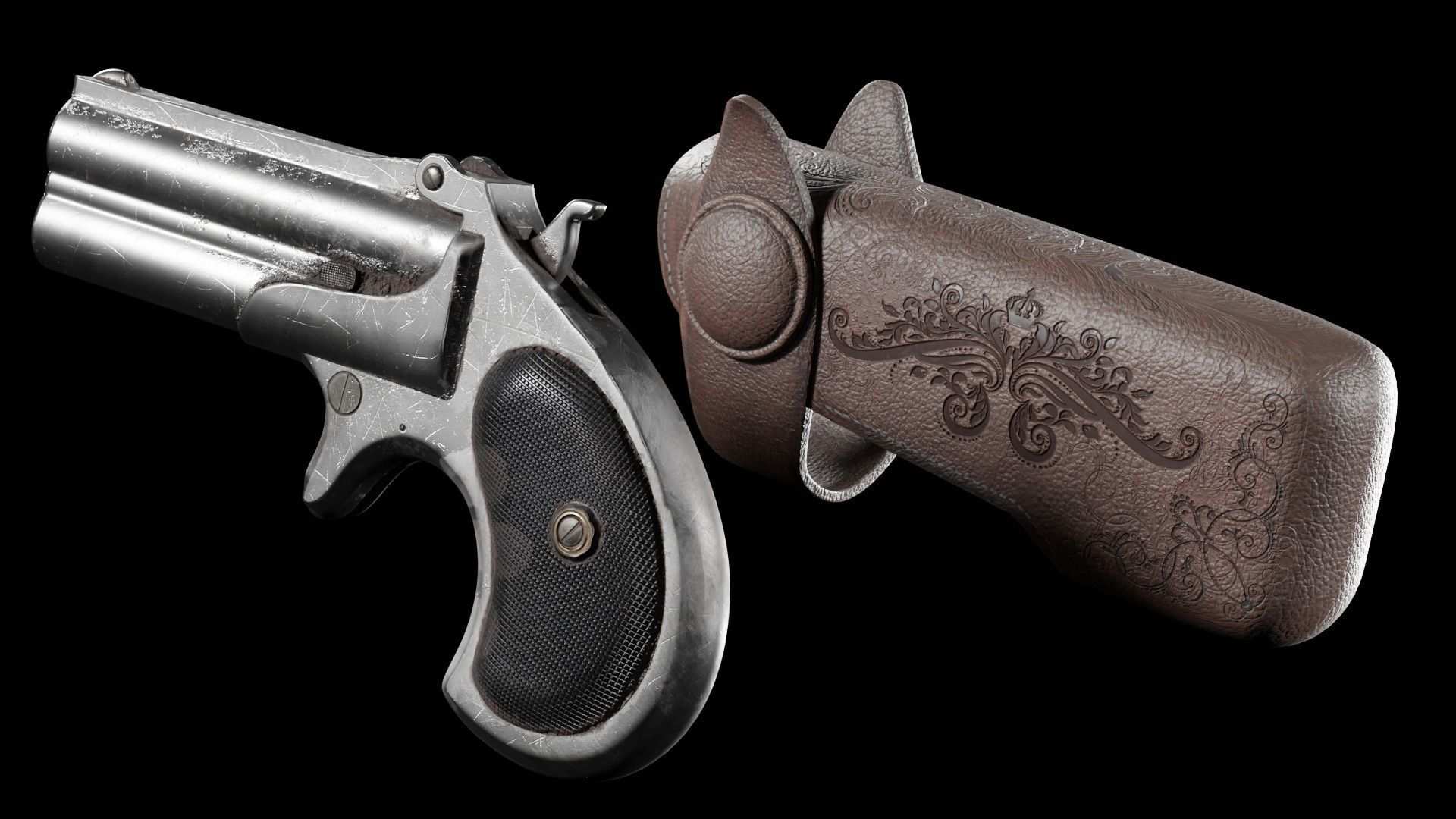 Ultra Low Poly Derringer Low-poly 3D model_4