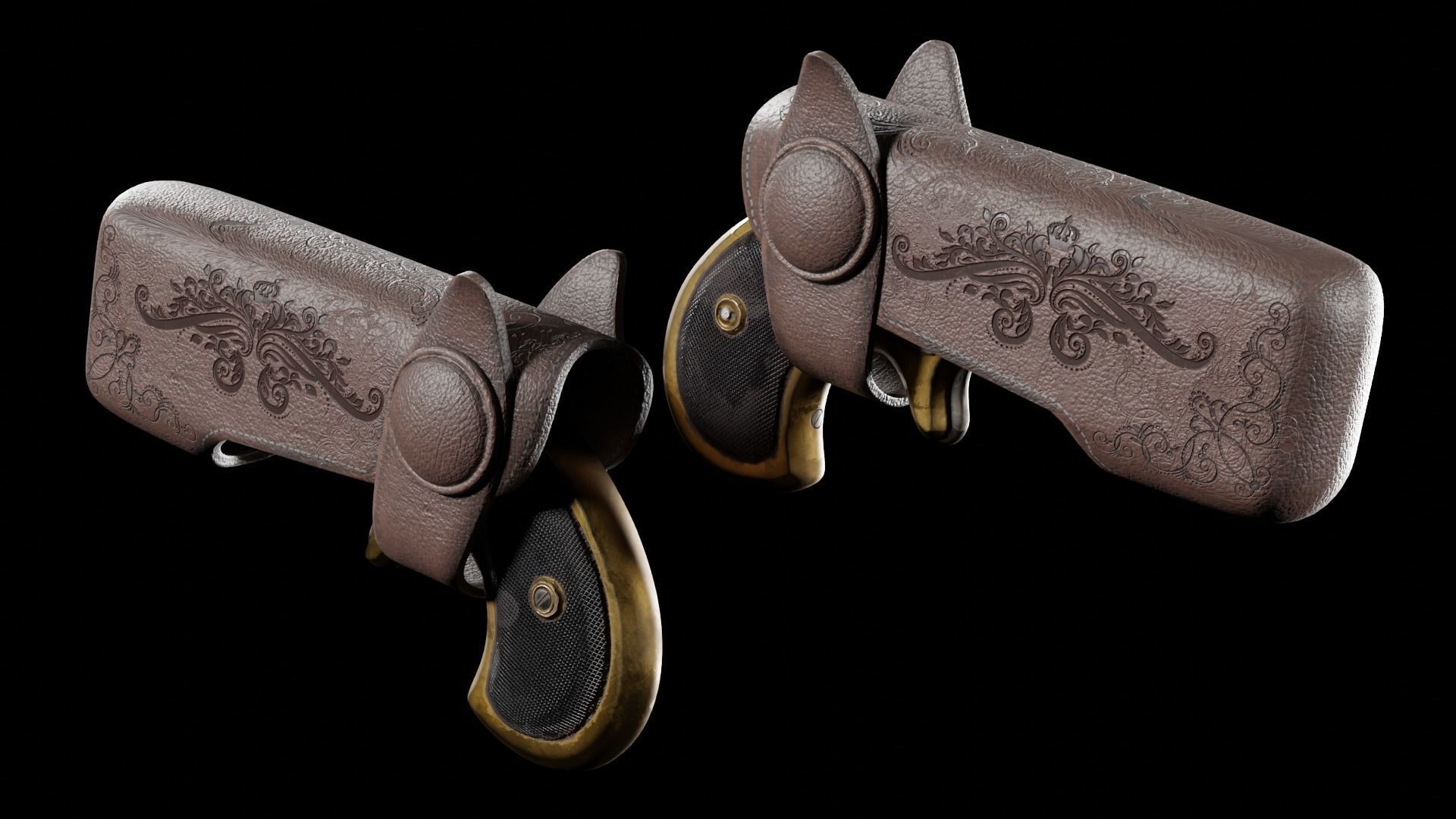Ultra Low Poly Derringer Low-poly 3D model_11