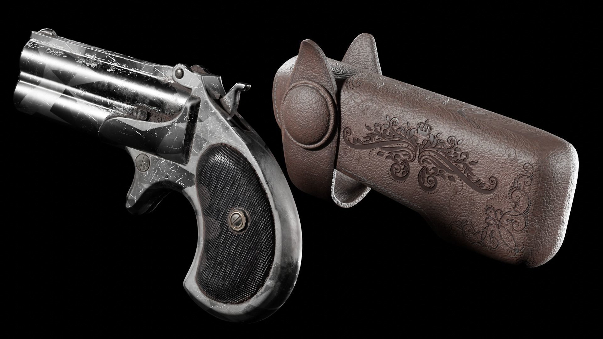 Ultra Low Poly Derringer Low-poly 3D model_6