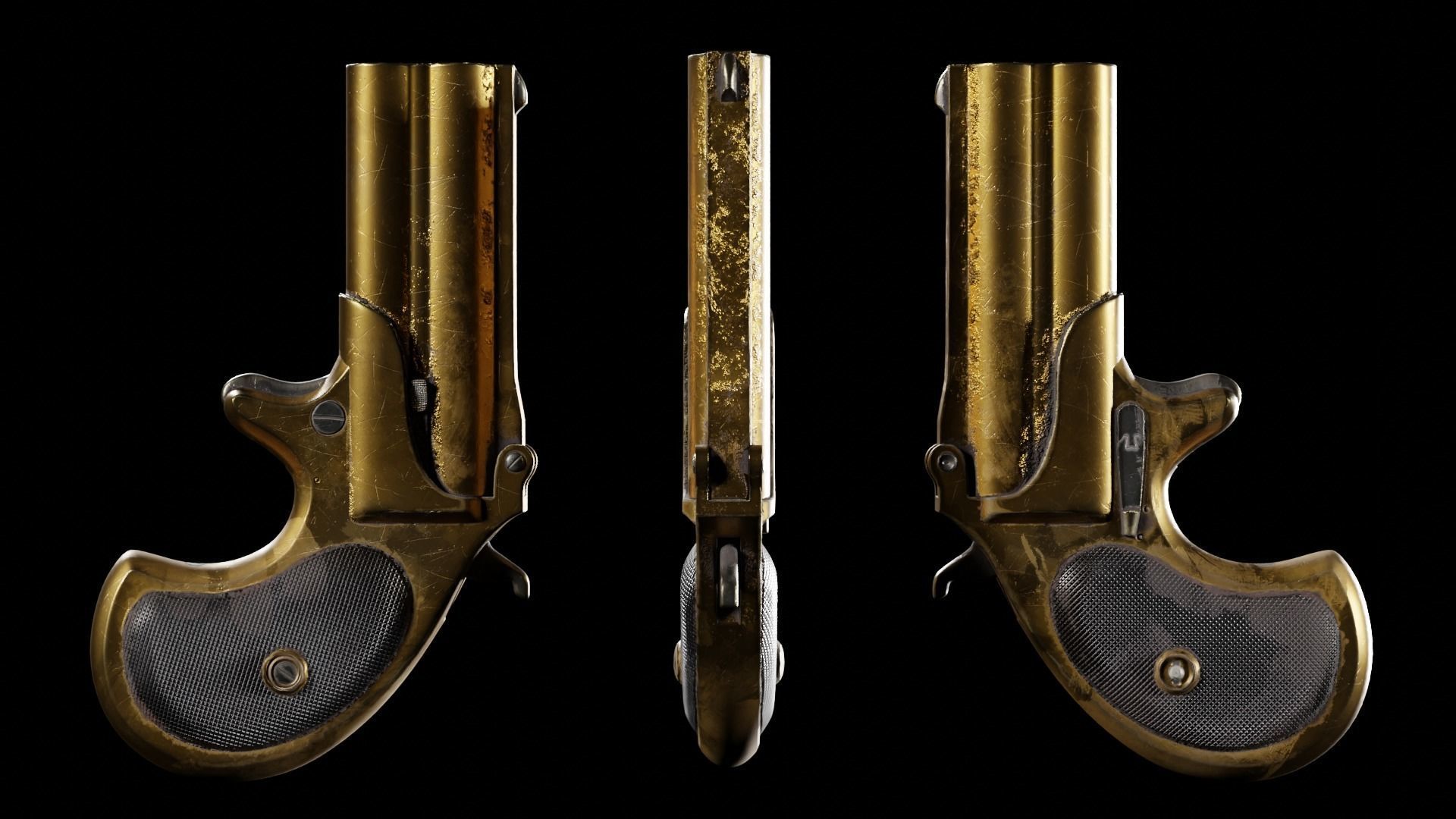 Ultra Low Poly Derringer Low-poly 3D model_8