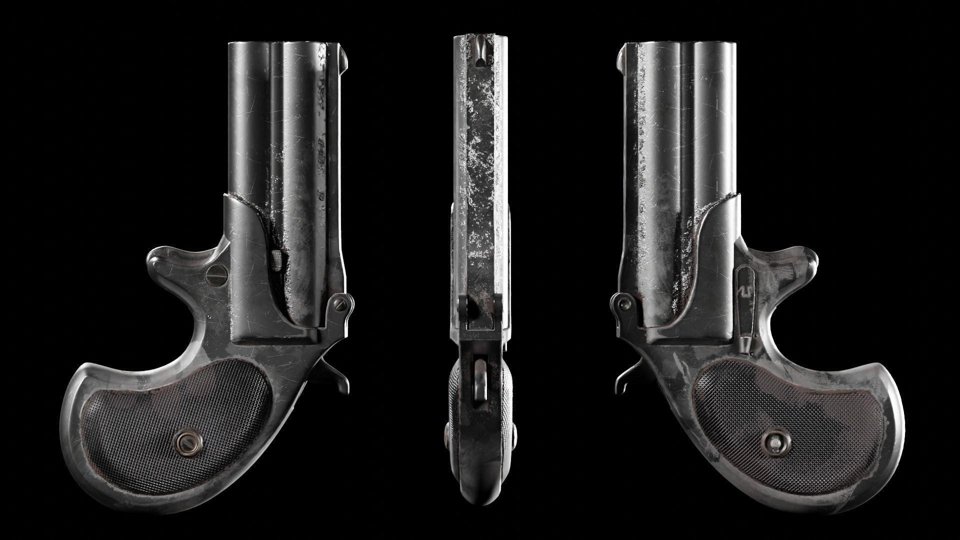 Ultra Low Poly Derringer Low-poly 3D model_7