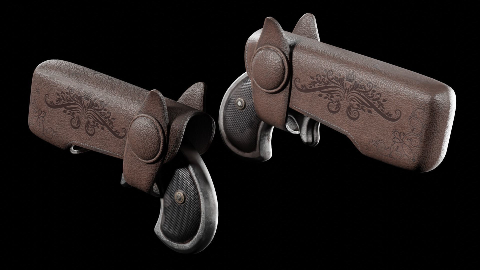 Ultra Low Poly Derringer Low-poly 3D model_10