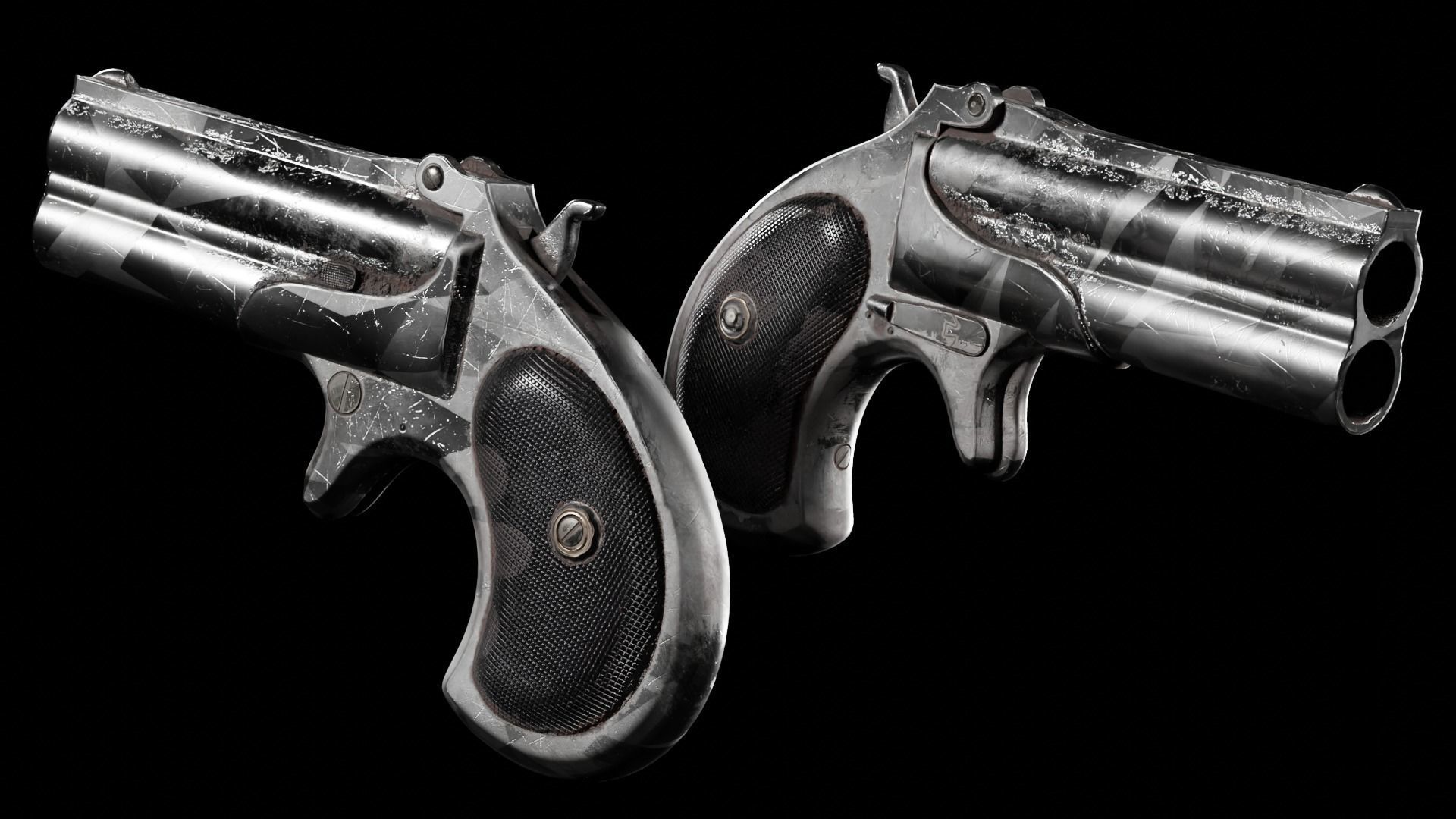 Ultra Low Poly Derringer Low-poly 3D model_3