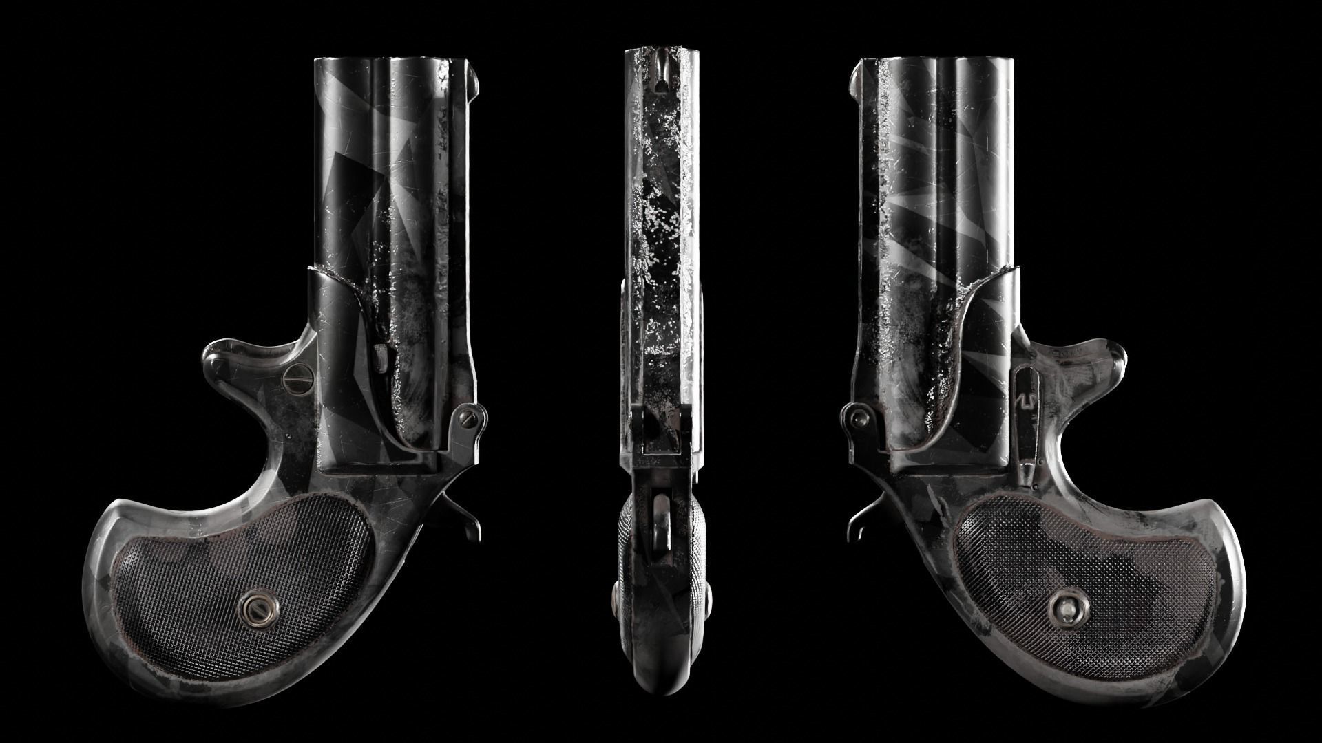 Ultra Low Poly Derringer Low-poly 3D model_9