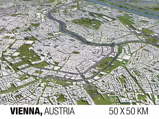 Vienna Austria 50x50km 3D City Map