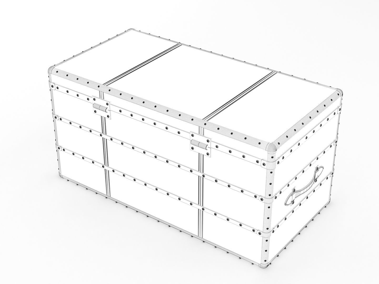 Leather Storage Chest 3D model_12