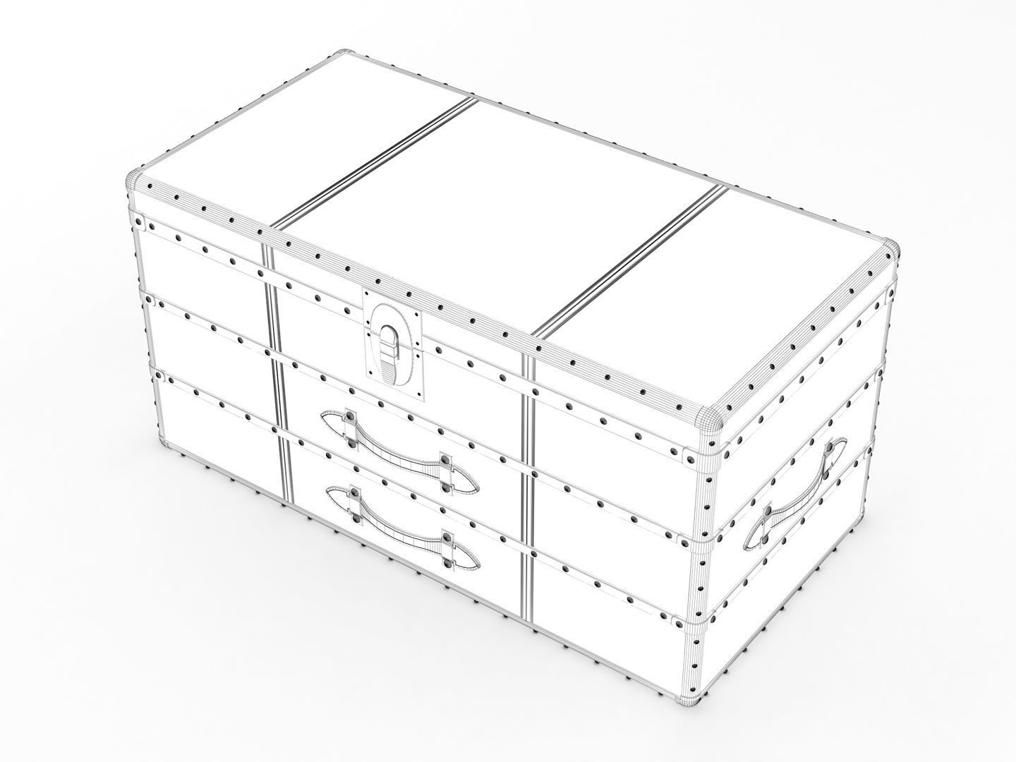 Leather Storage Chest 3D model_9