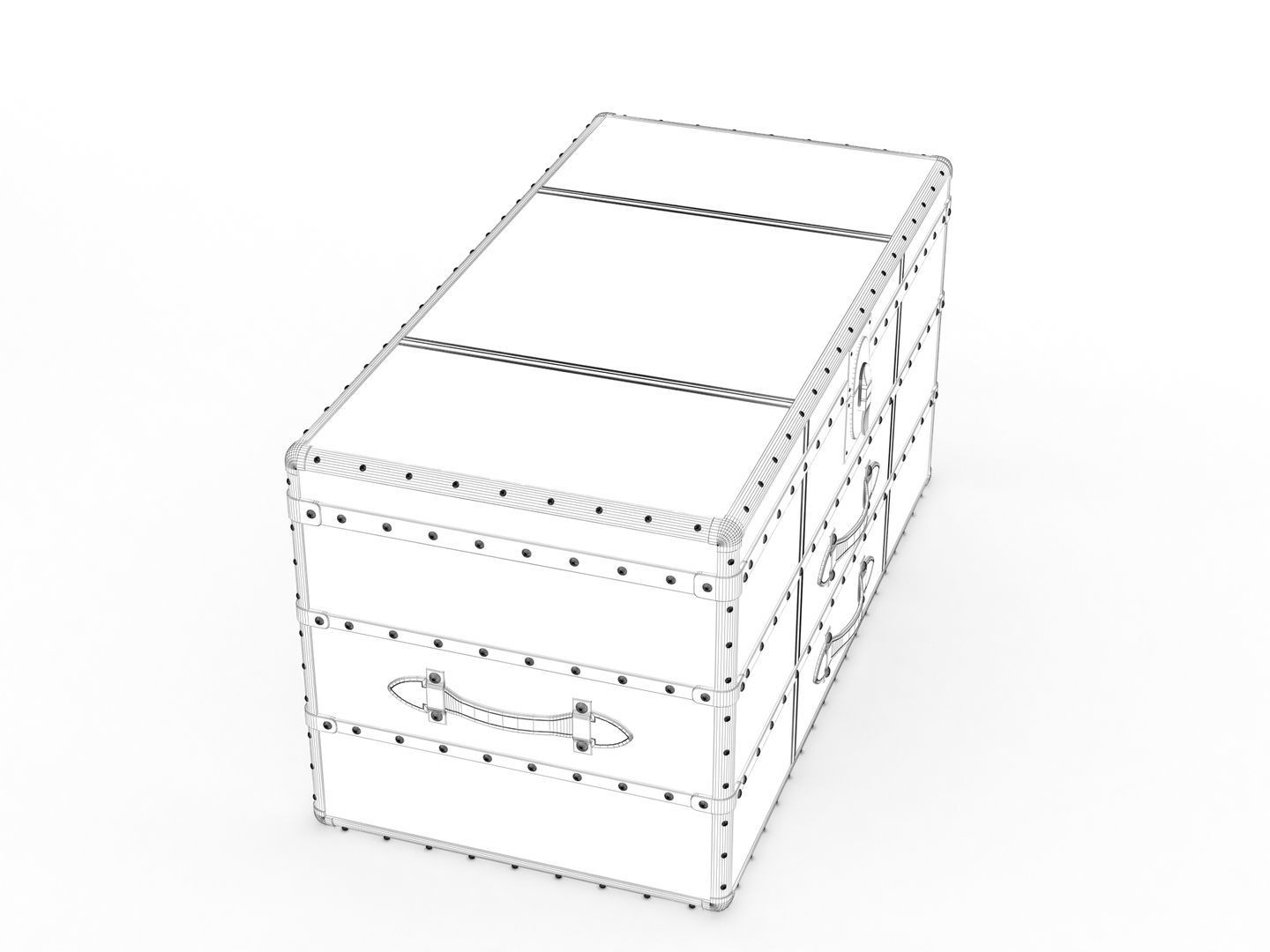 Leather Storage Chest 3D model_11
