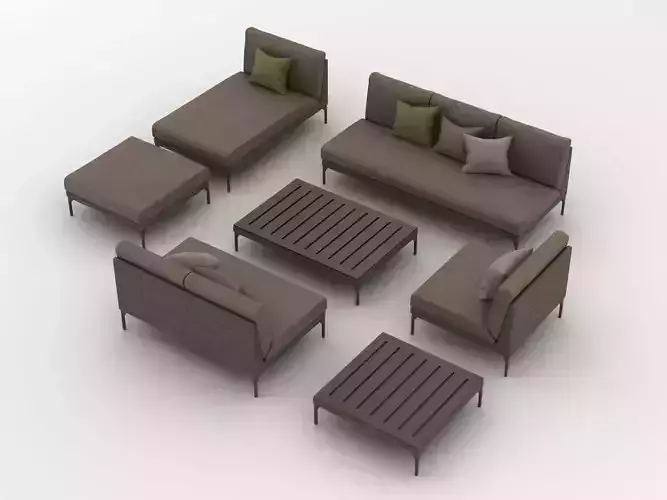 Dedon Mu Furniture Set 3D model