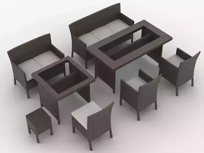 Rattan Garden Furniture Set 002 3D model