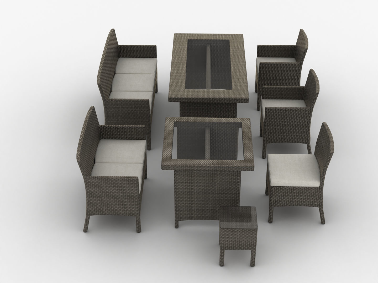 Rattan Garden Furniture Set 002 3D model CGTrader