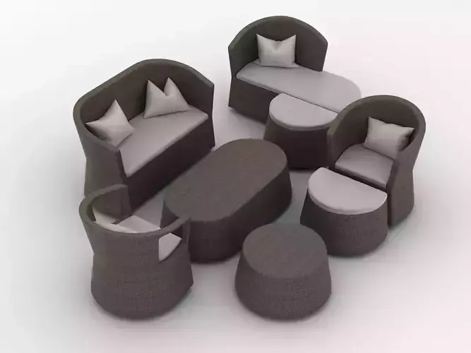 Modular Rattan Garden Furniture 3D model