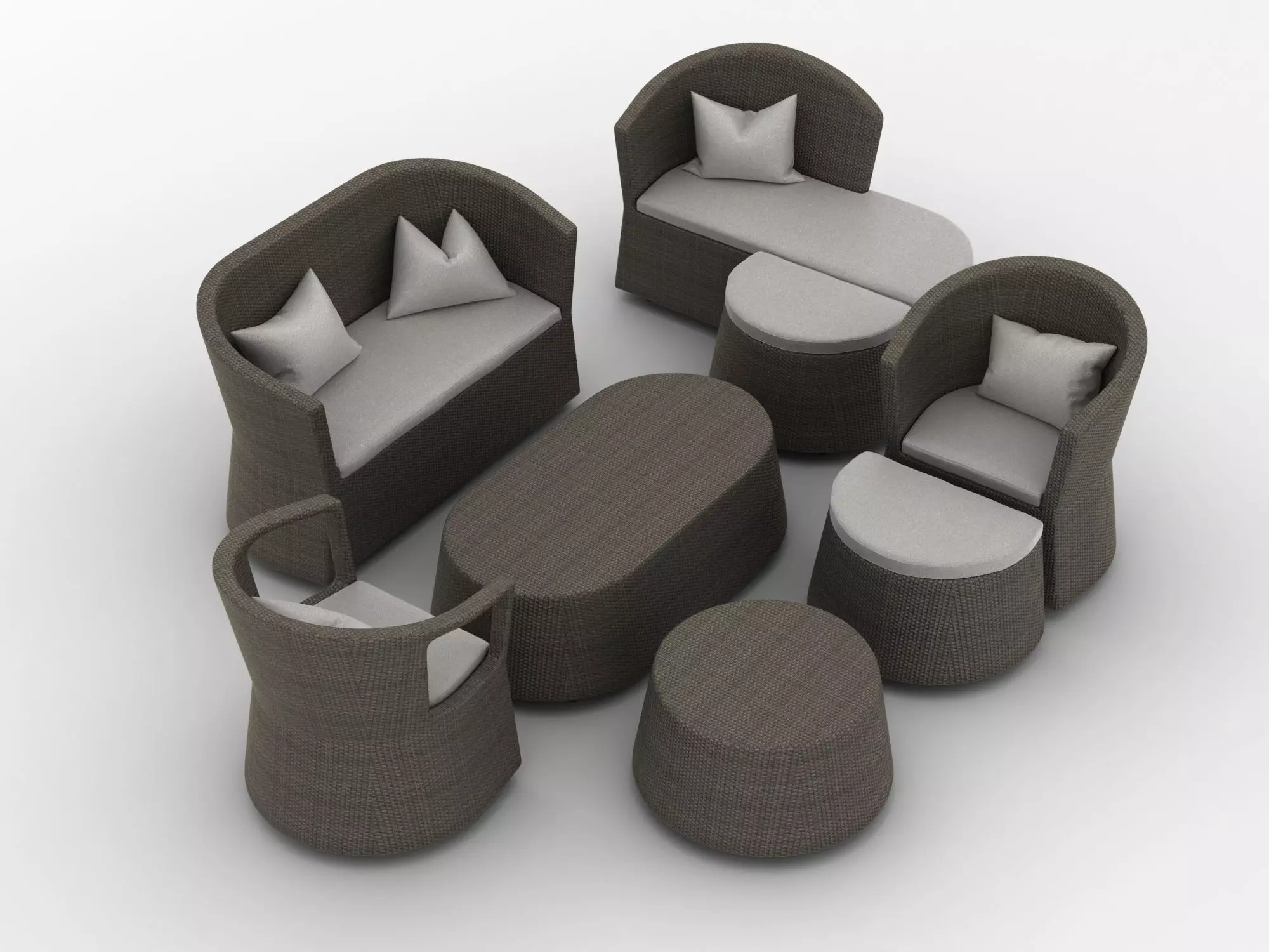 Modular Rattan Garden Furniture 3D model