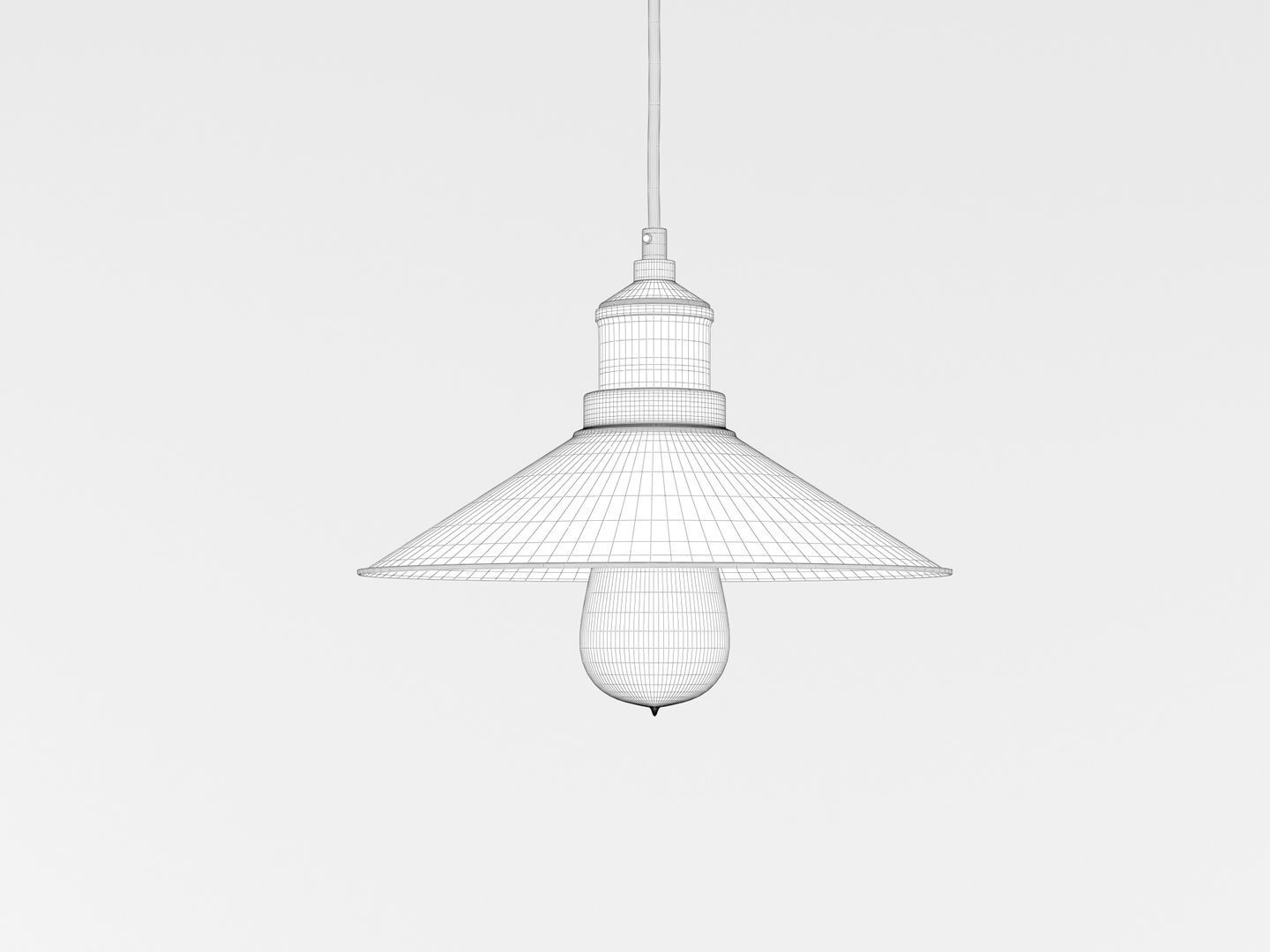 Industrial Black Hanging LED Lamp 3D model_15