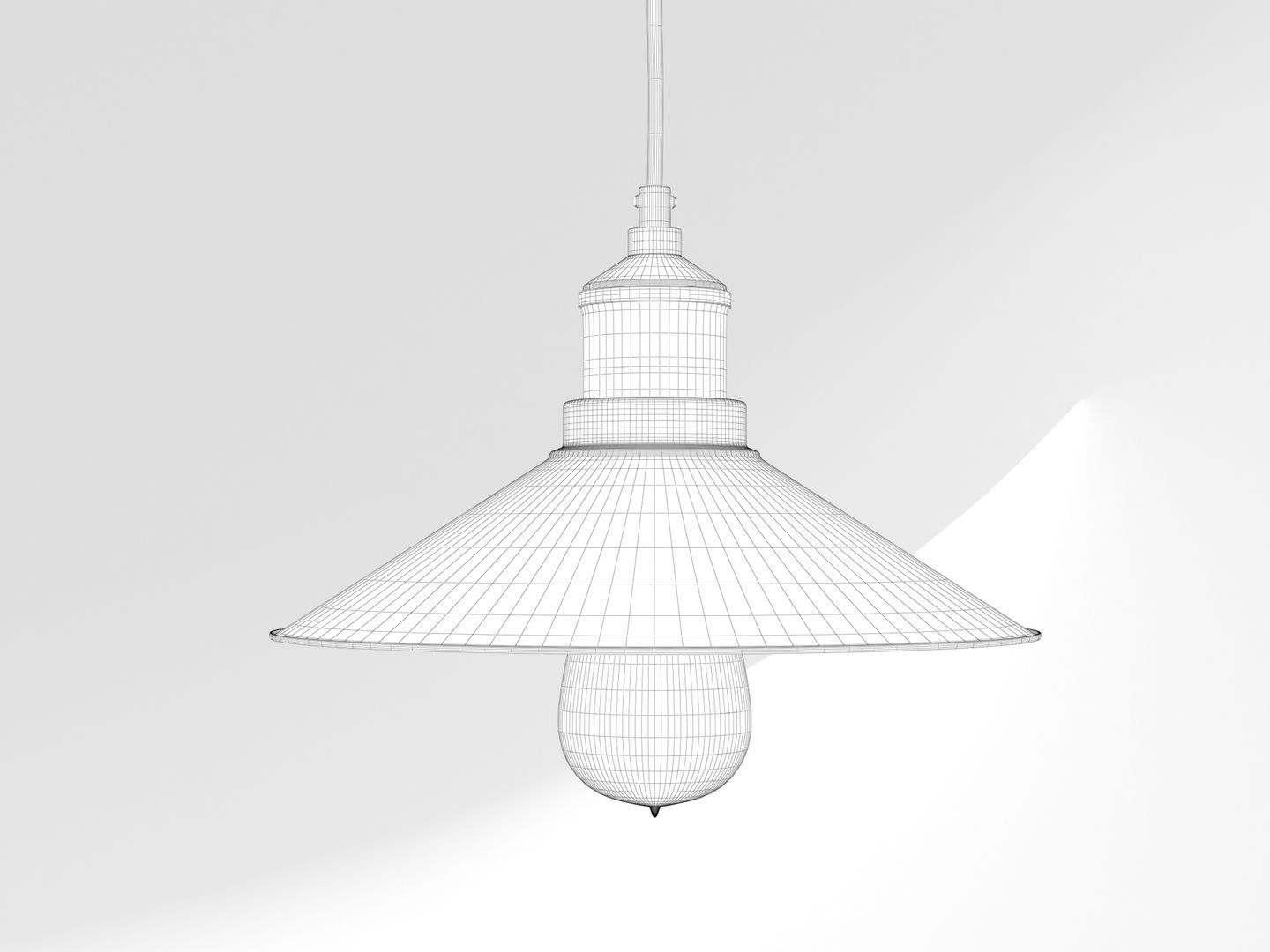 Industrial Black Hanging LED Lamp 3D model_12