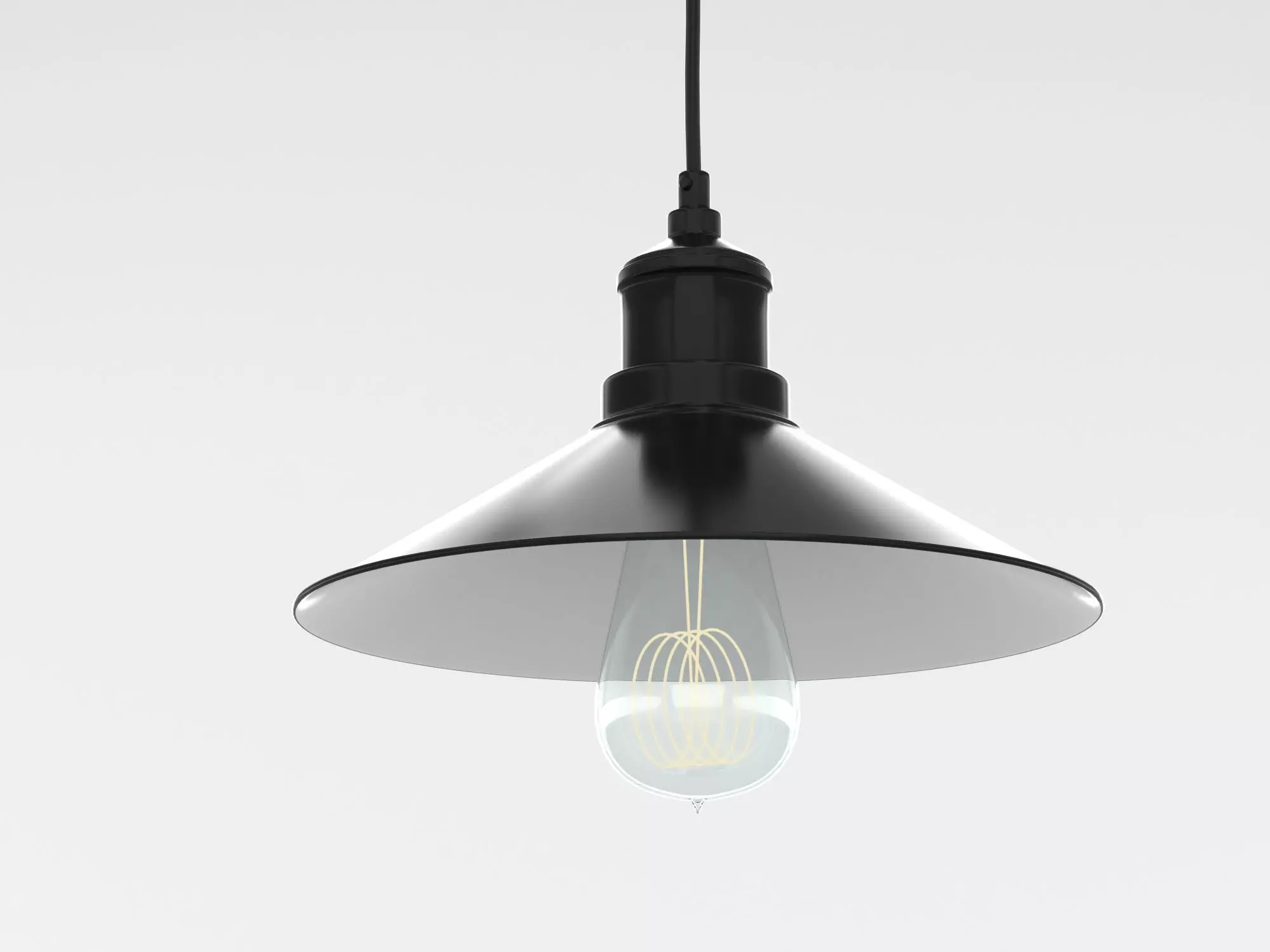 Industrial Black Hanging LED Lamp 3D model_0