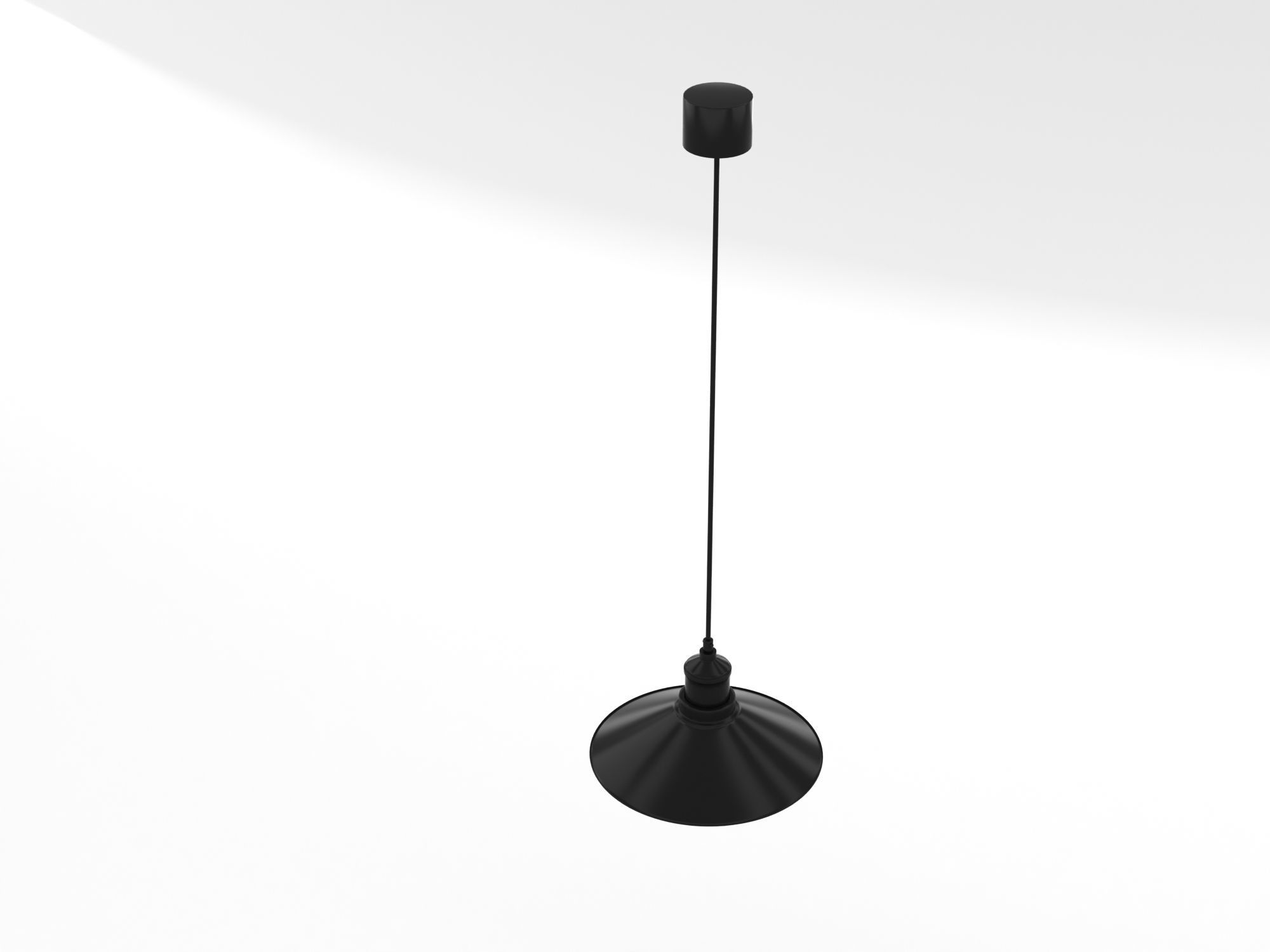 Industrial Black Hanging LED Lamp 3D model_2
