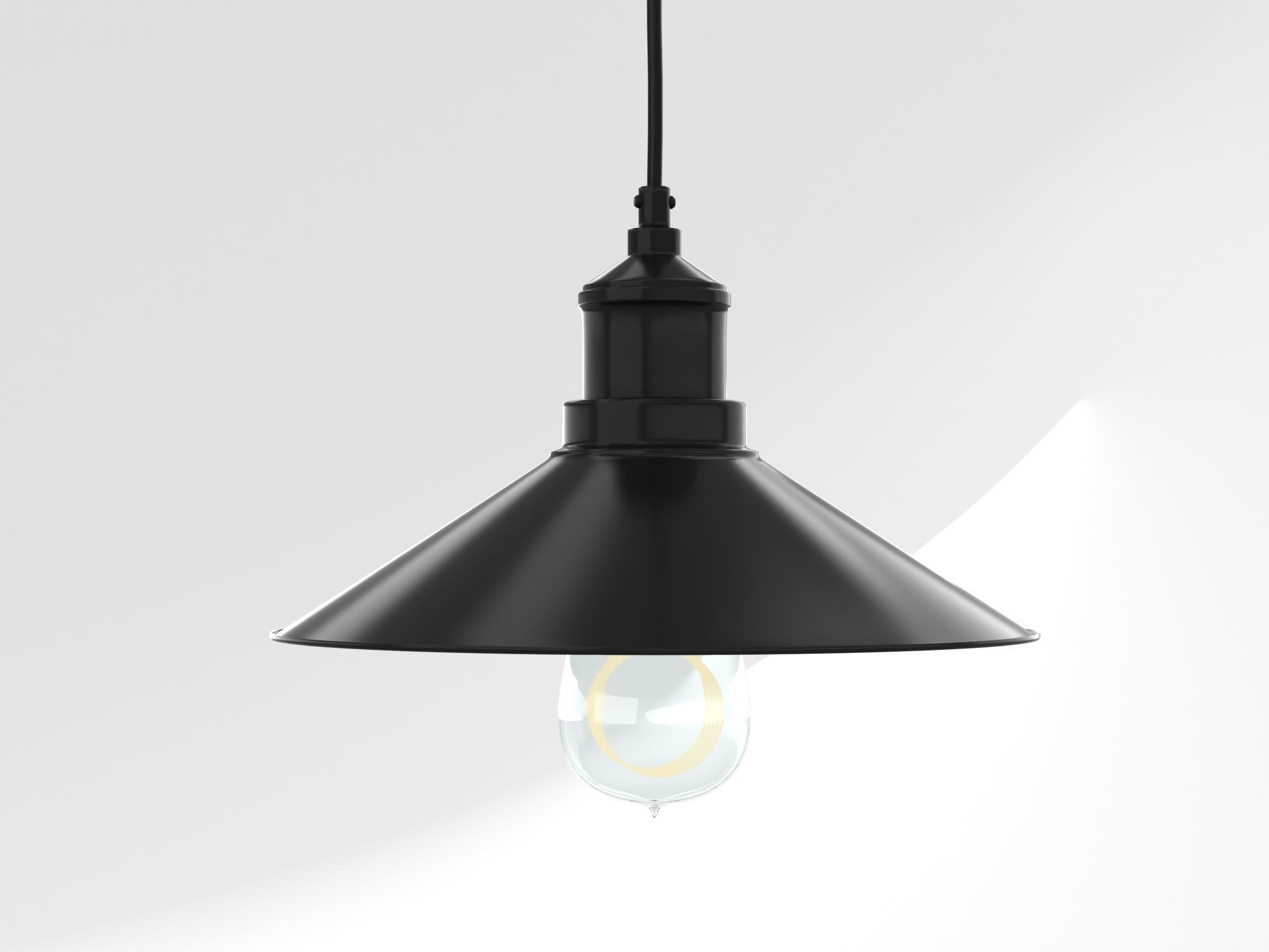Industrial Black Hanging LED Lamp 3D model_3