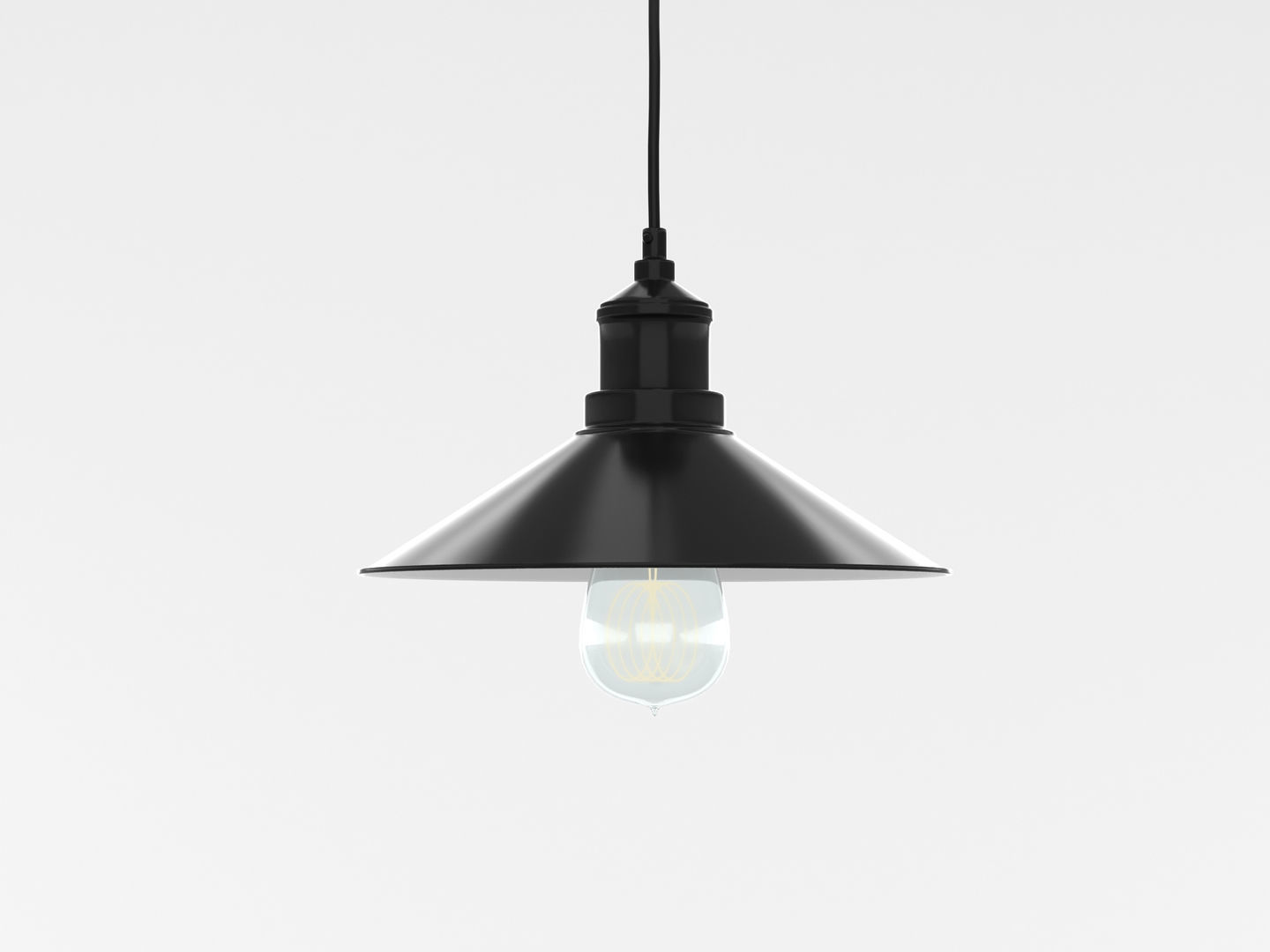 Industrial Black Hanging LED Lamp 3D model_6