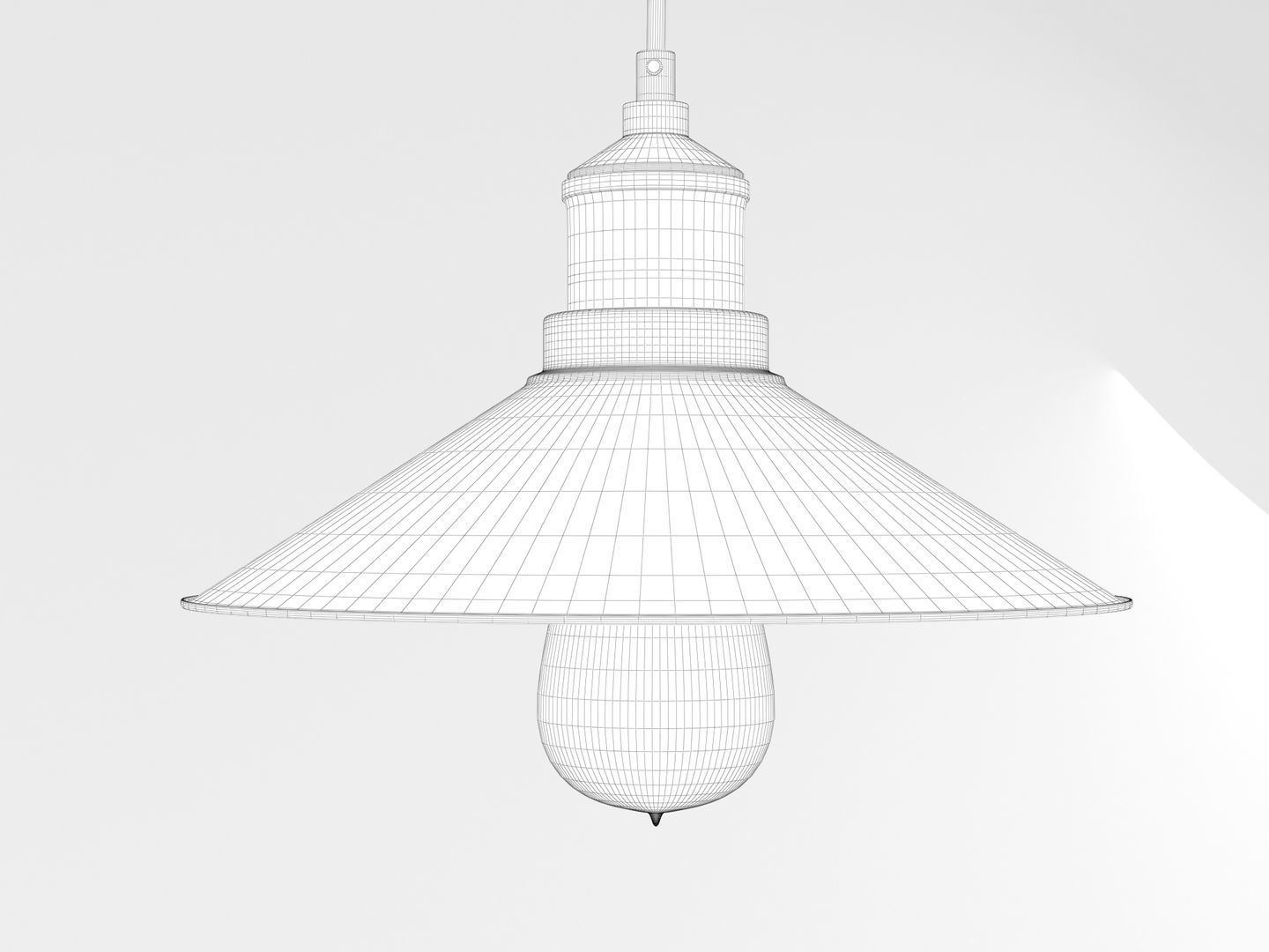 Industrial Black Hanging LED Lamp 3D model_13