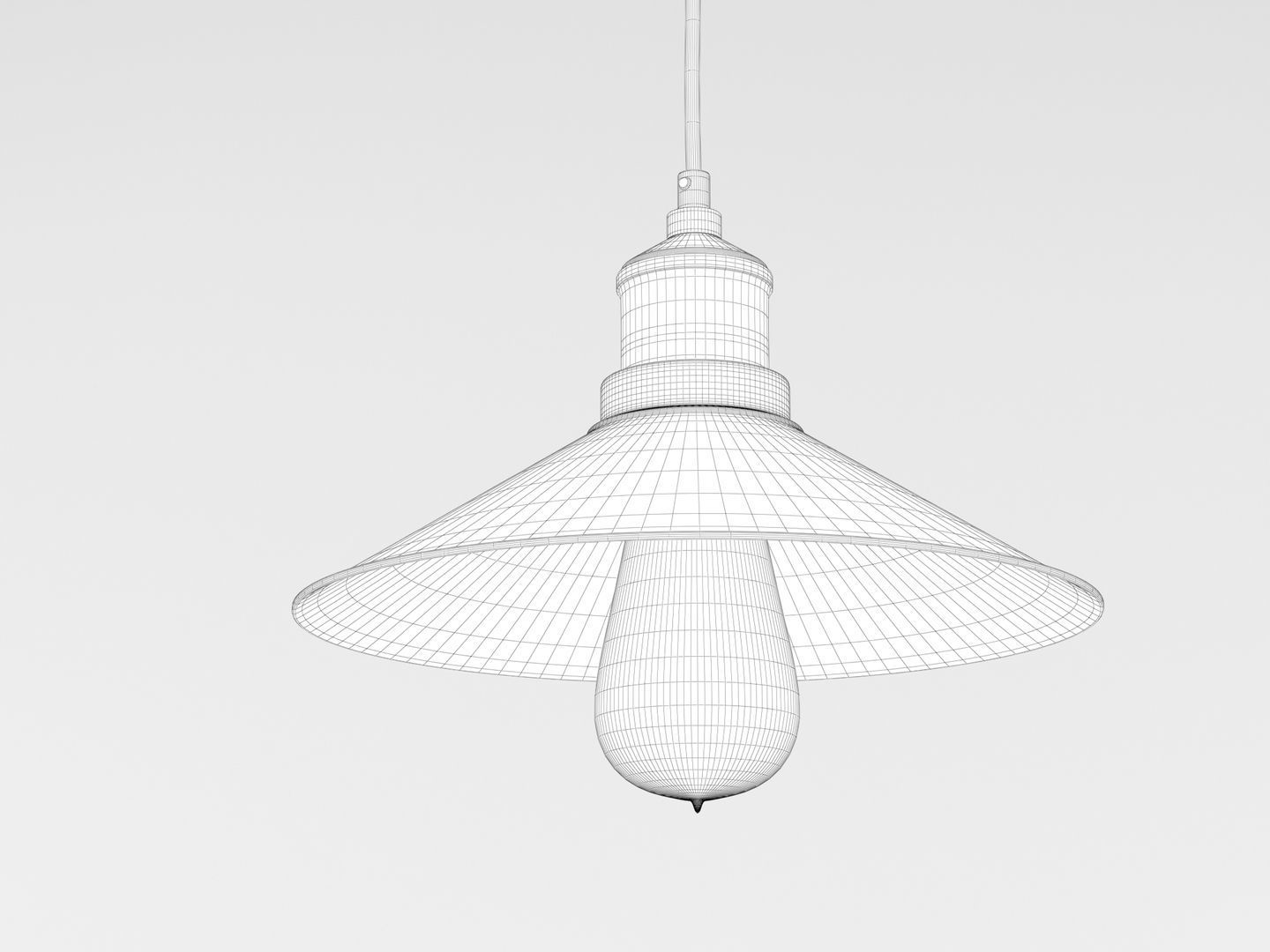 Industrial Black Hanging LED Lamp 3D model_9