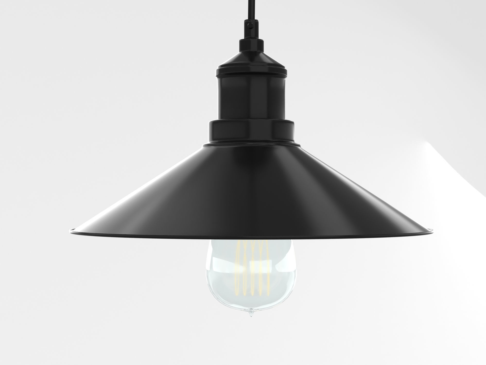 Industrial Black Hanging LED Lamp 3D model_4