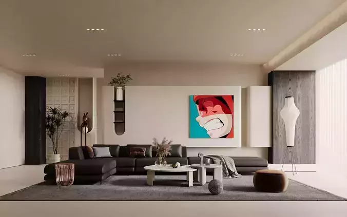 living room Corona Renderer 3D model