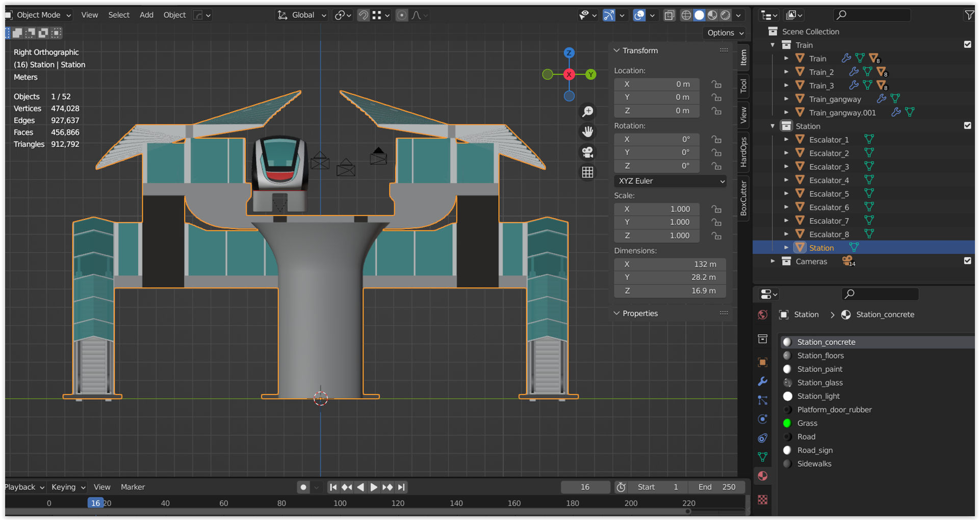 Monorail station with train 3D model_21