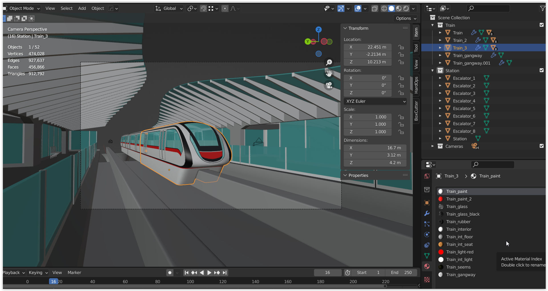 Monorail station with train 3D model_20