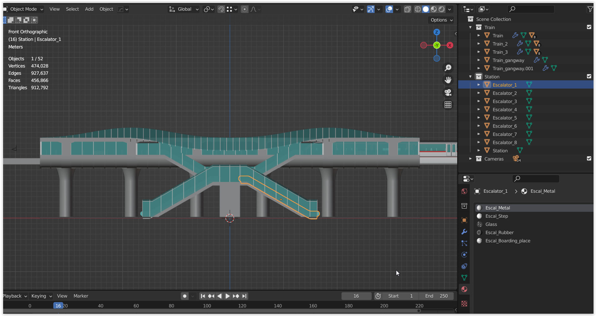 Monorail station with train 3D model_22