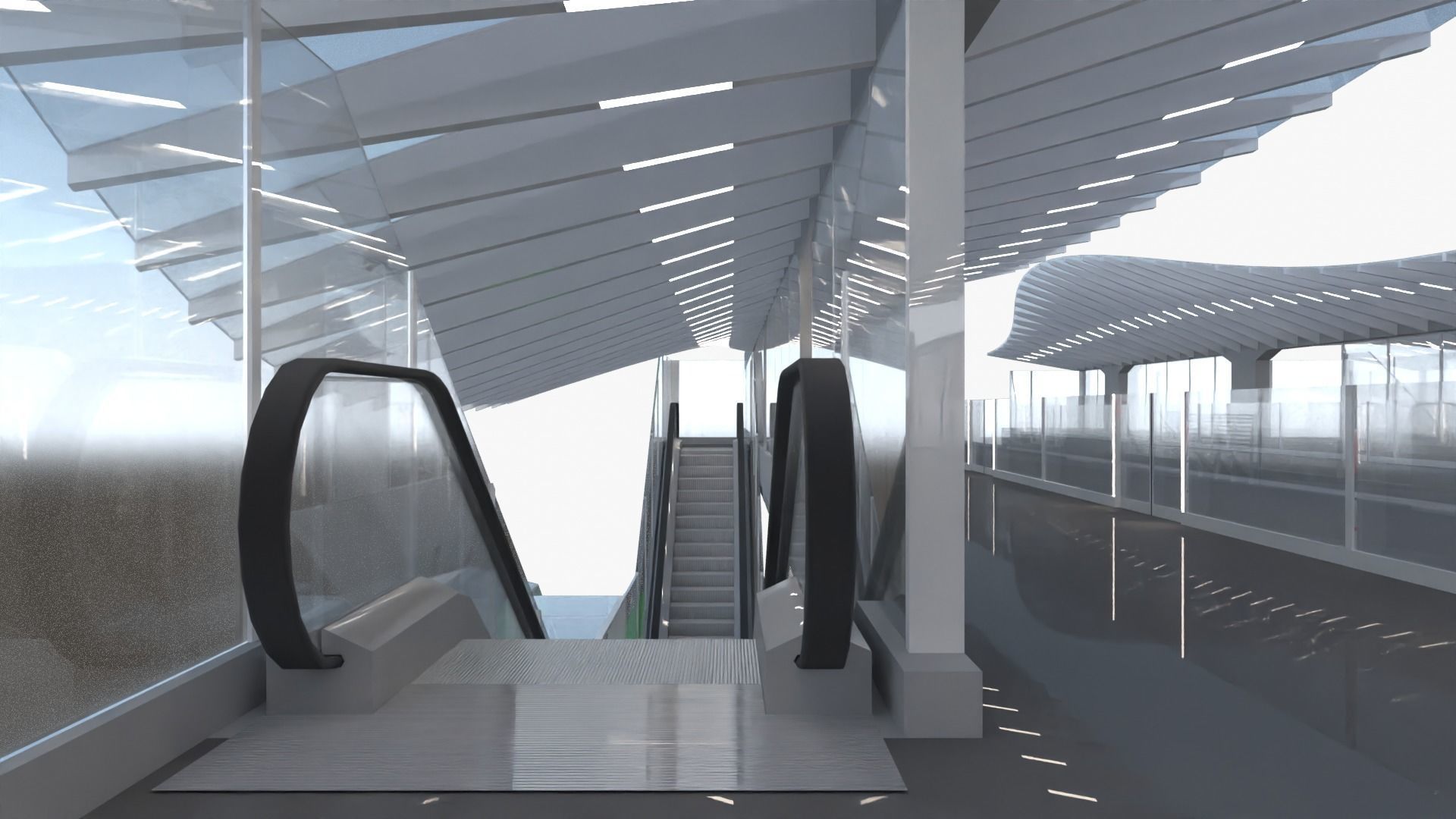 Monorail station with train 3D model_18