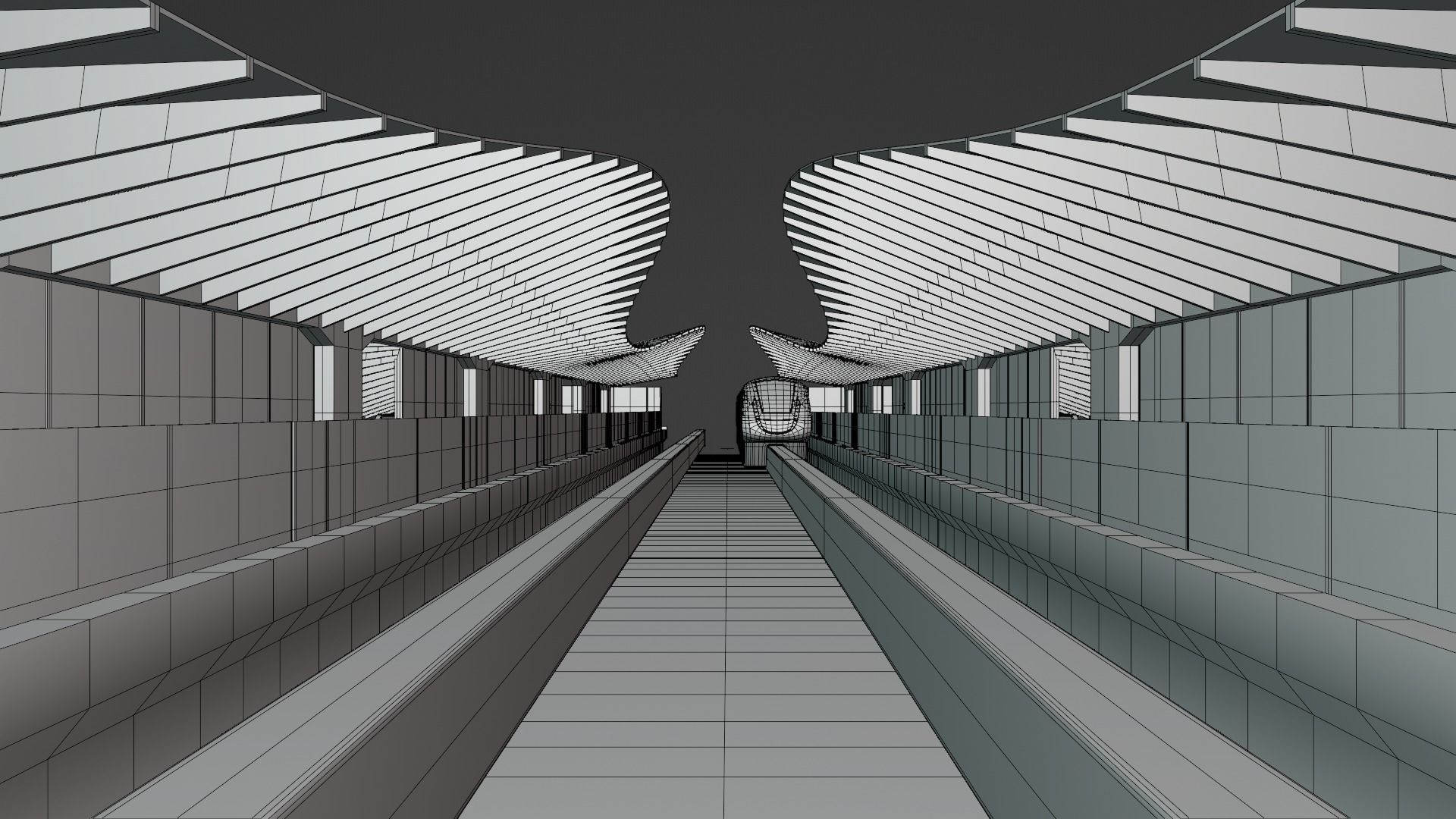 Monorail station with train 3D model_12