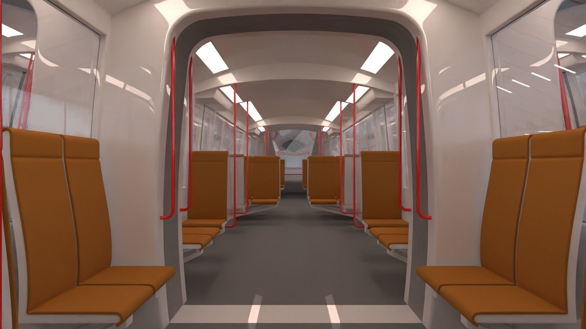 Monorail station with train 3D model_13