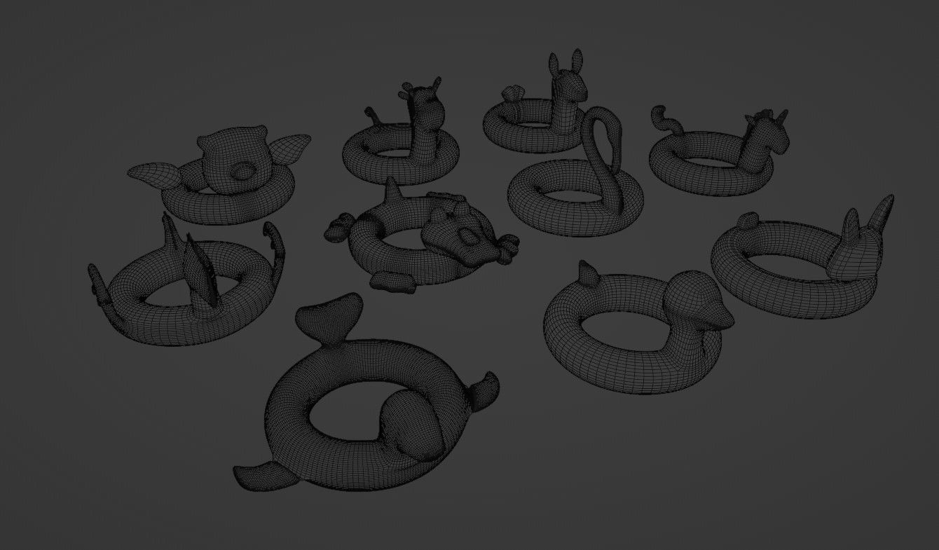 Set of 10 Inflatable Animals - LOWPOLY Low-poly 3D model_11