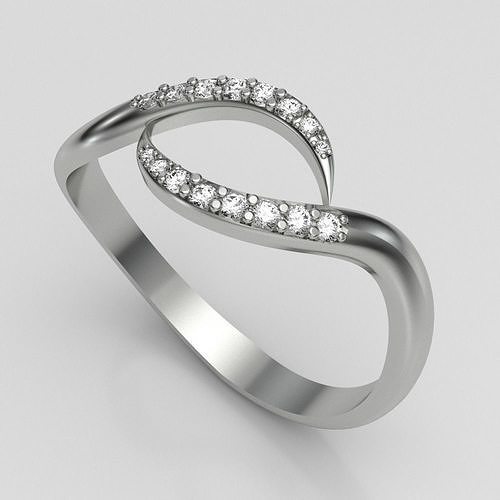 Smooth curvy ring with stones AN001 Free 3D print model