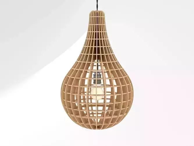 Decorative Wooden Ceiling Lamp 001 3D model