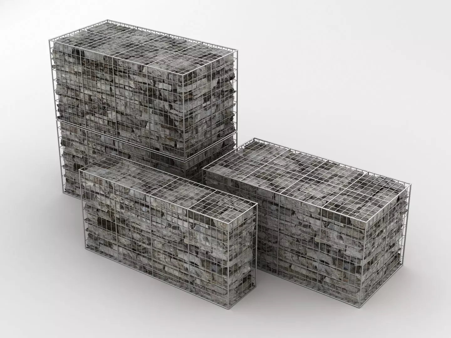 Gabion Stone Wall Baskets 002 3D model_0