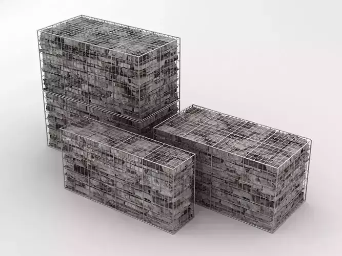 Gabion Stone Wall Baskets 002 3D model