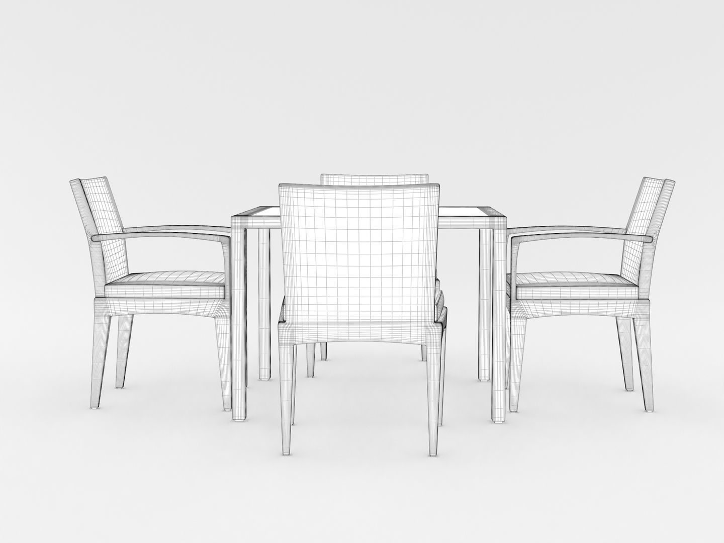 Dedon Panama Dining Set 3D model_15