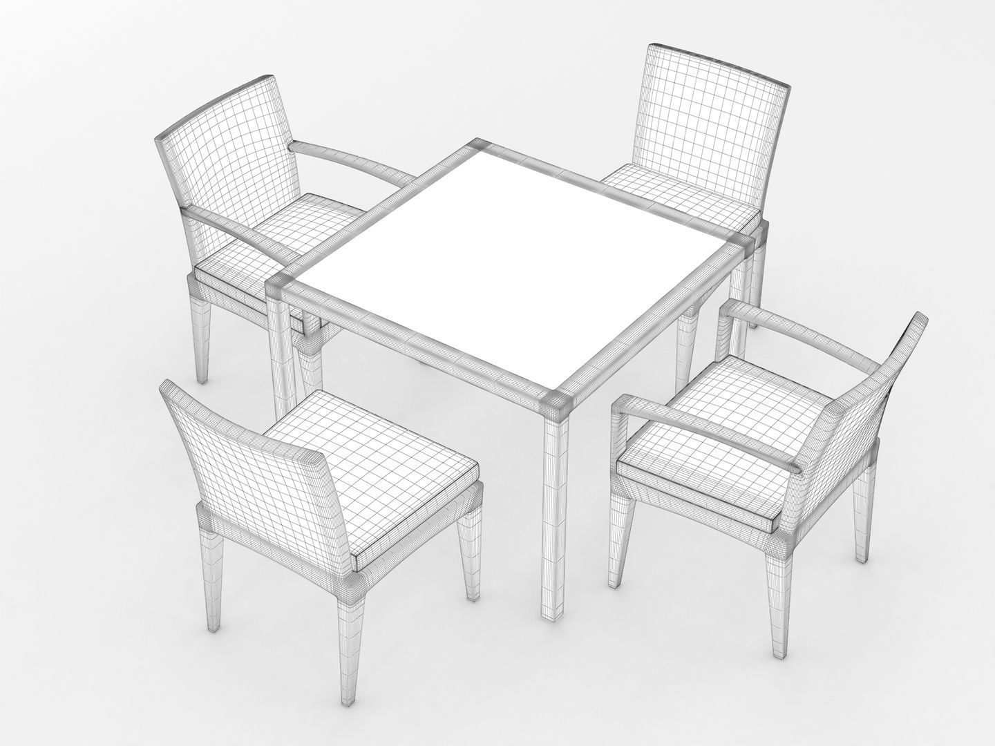 Dedon Panama Dining Set 3D model_9