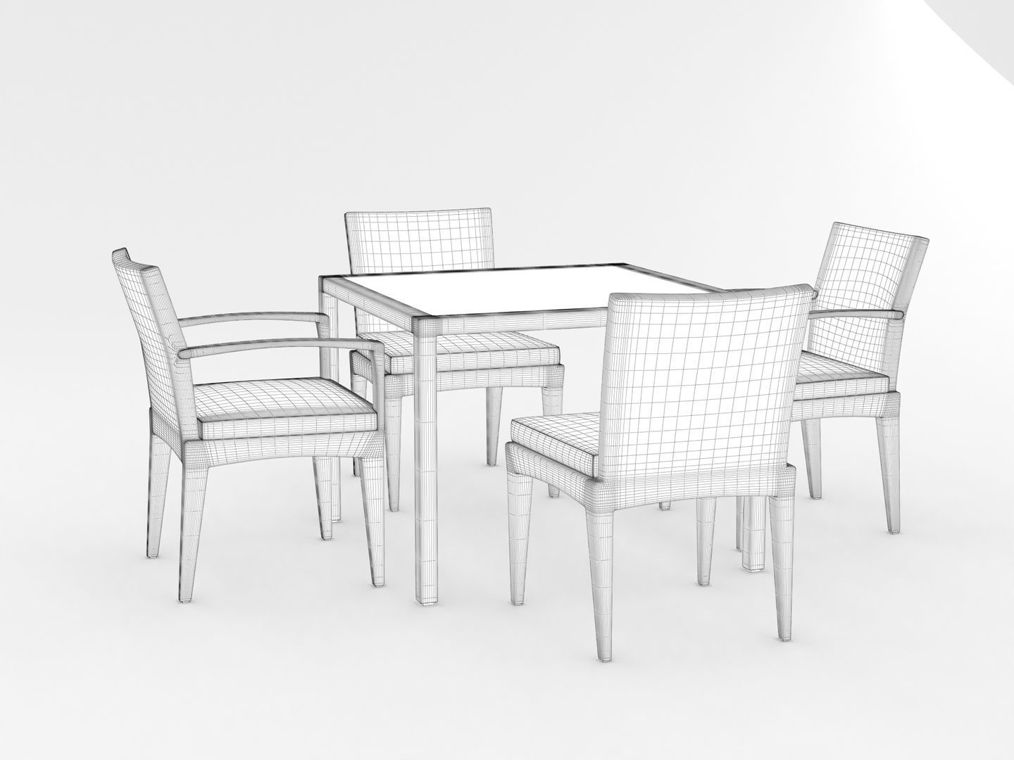 Dedon Panama Dining Set 3D model_16