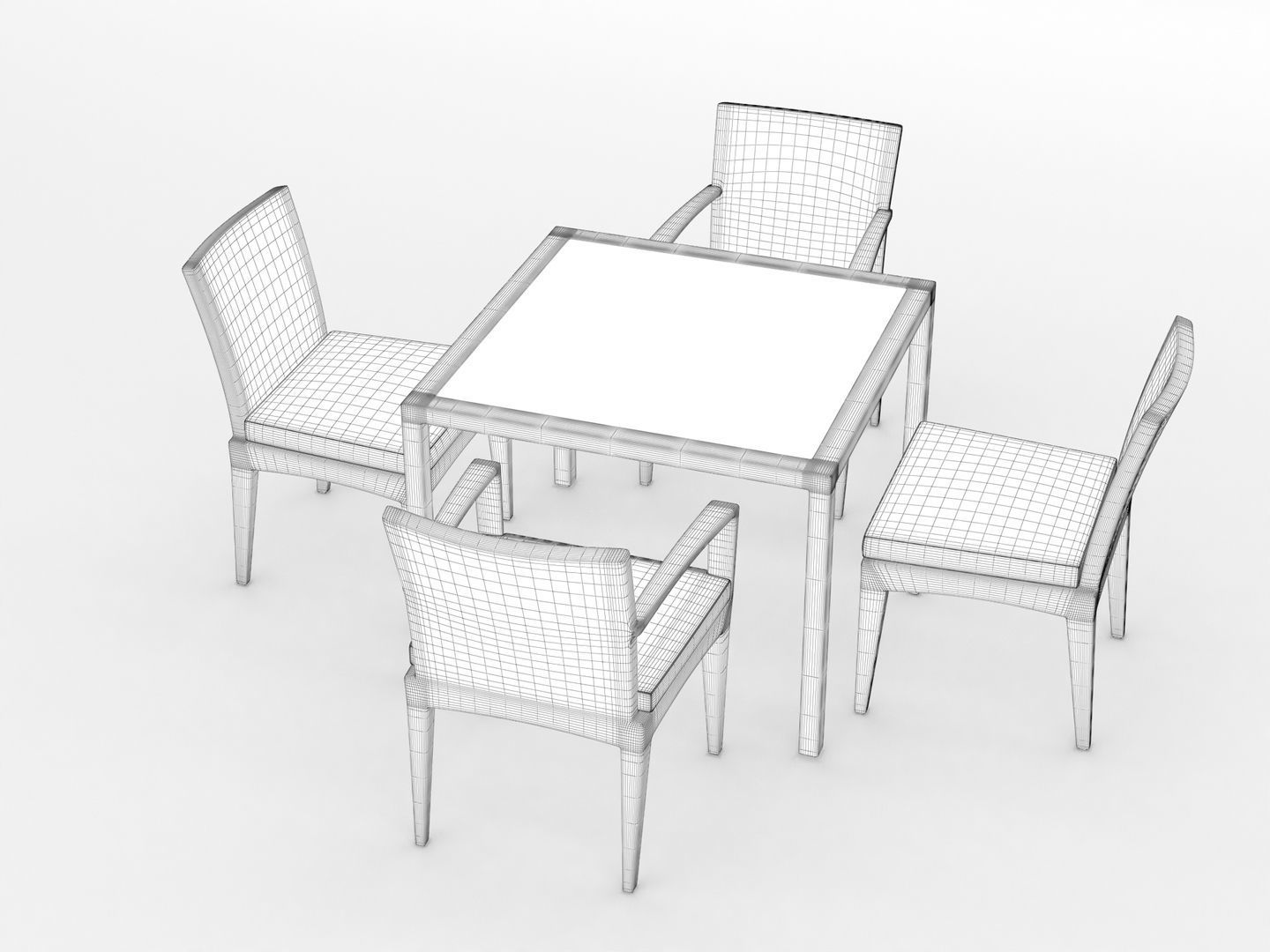 Dedon Panama Dining Set 3D model_11