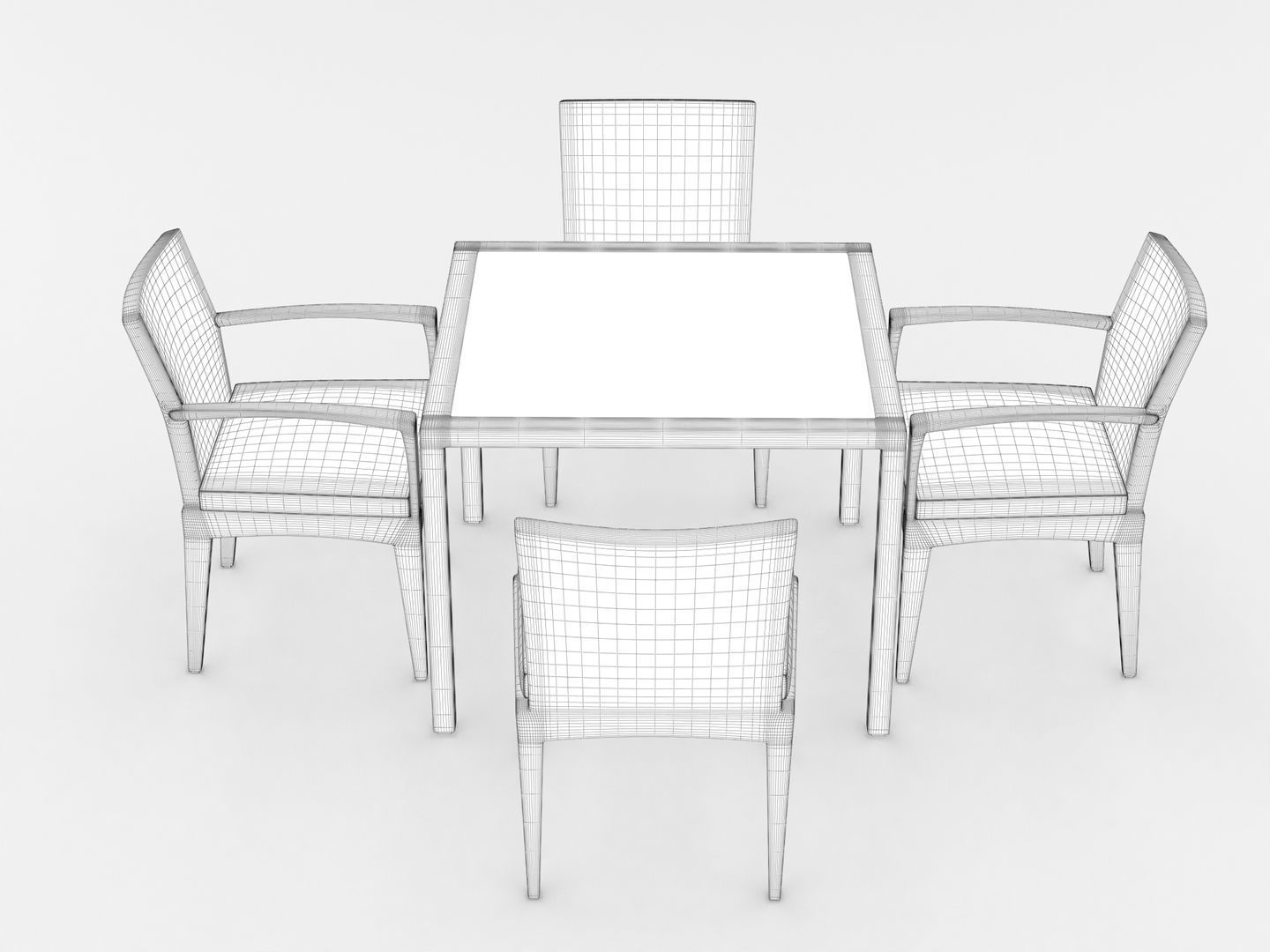 Dedon Panama Dining Set 3D model_10